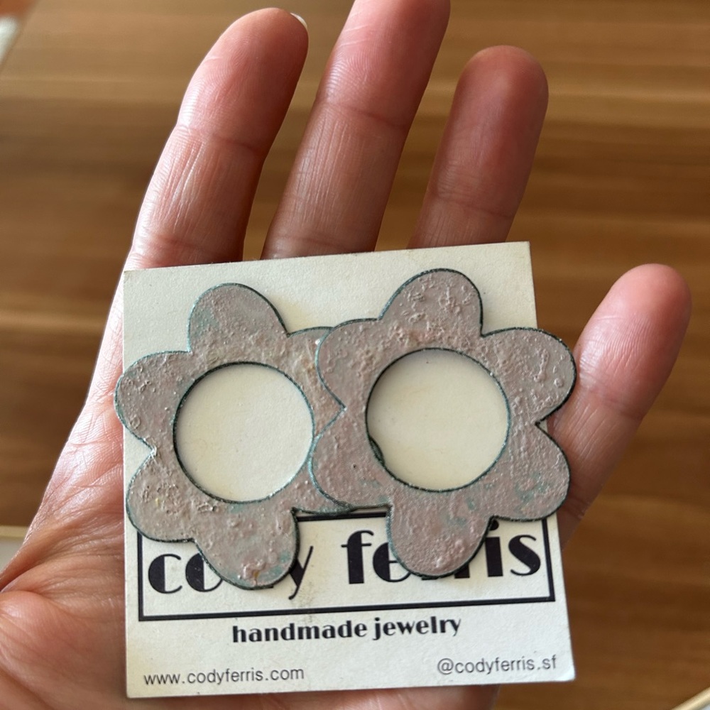 NWT Local SF designer flower hoop earrings. Super cute, unique and playful